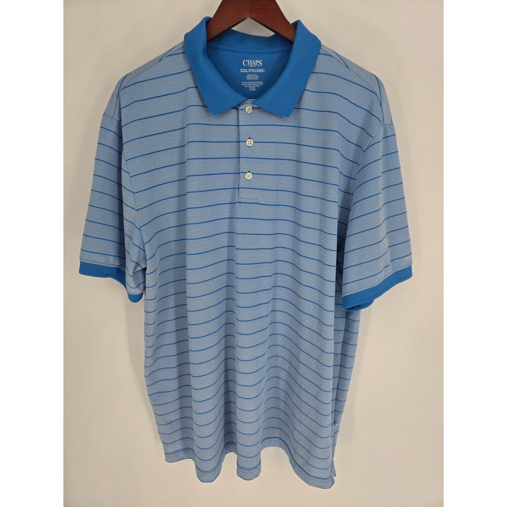 Chaps Golf Blue Striped 3-Button Polo Men's XXL